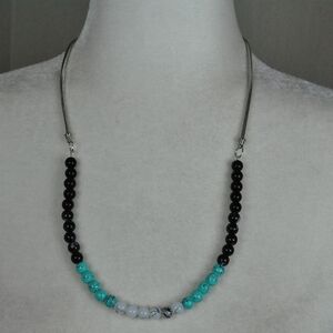 Elegant Black and Turquoise Beaded Necklace